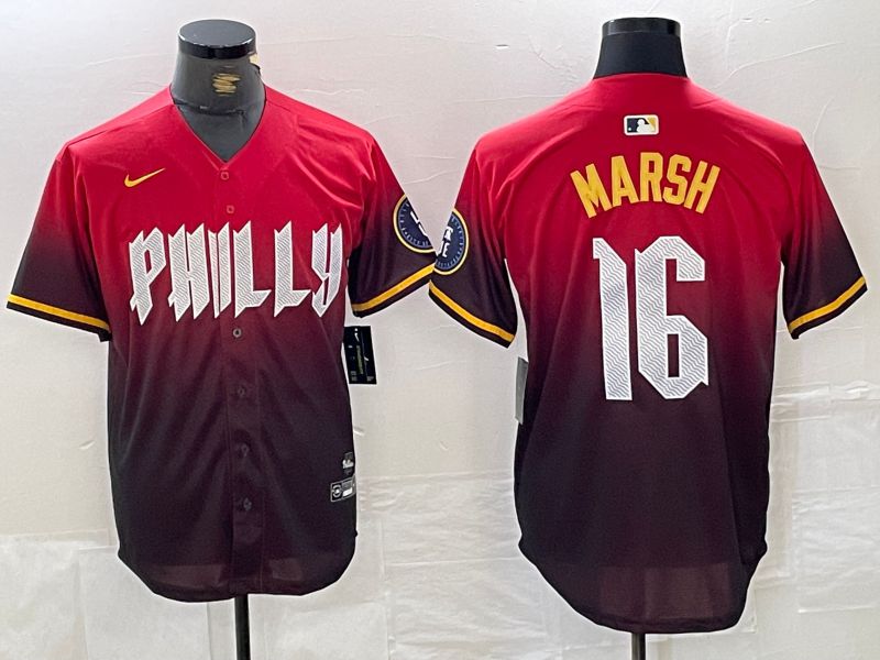 Men Philadelphia Phillies #16 Marsh Red City Edition Nike 2024 MLB Jersey style 1->philadelphia phillies->MLB Jersey